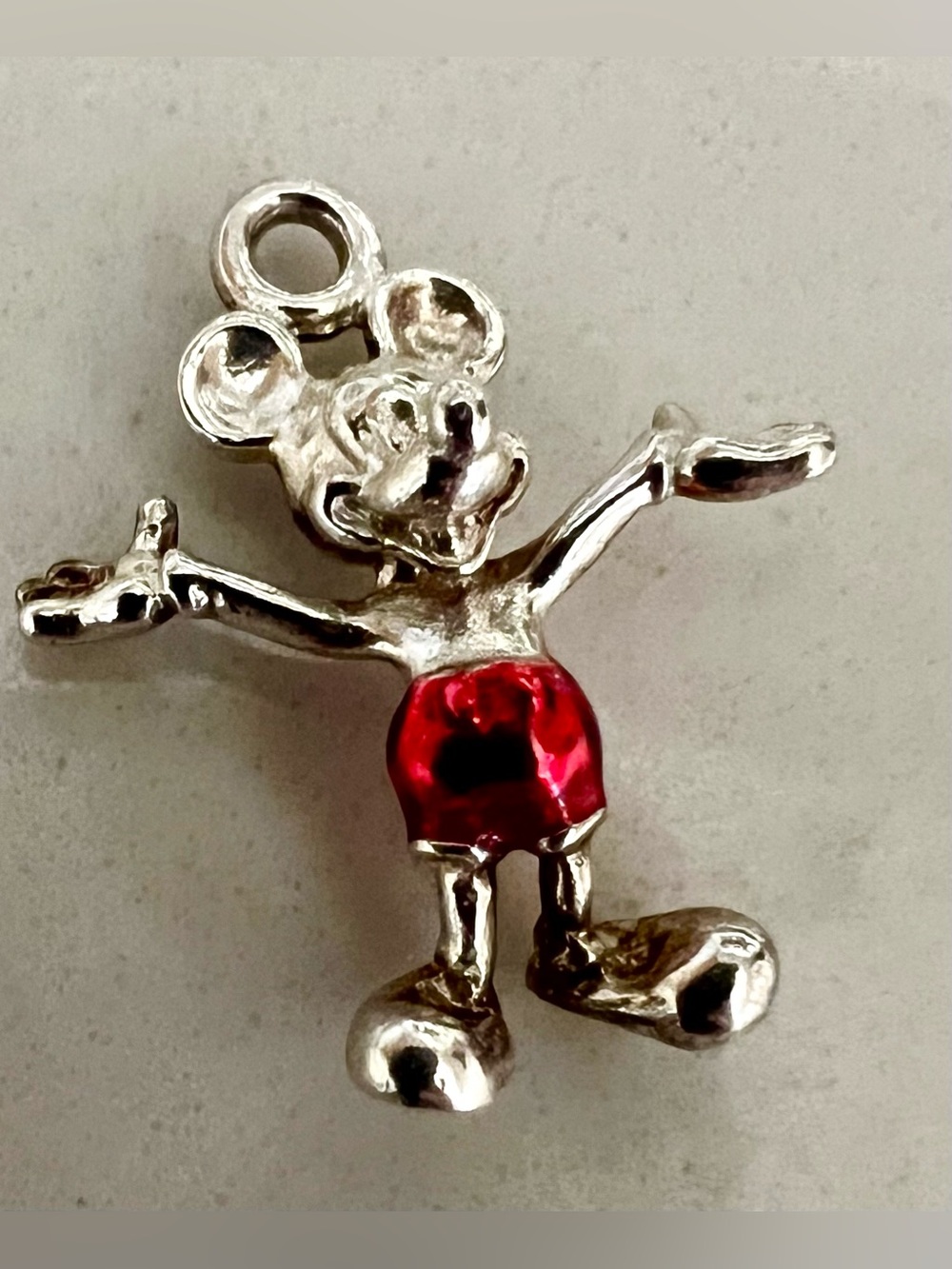 Sterling Silver Disney Mickey Mouse Charm Pendant with Red Shorts